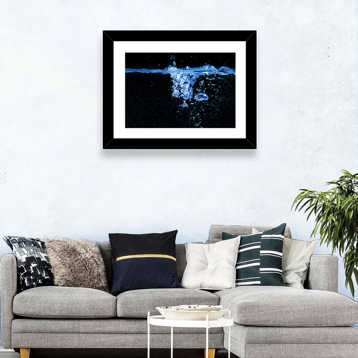 Underwater Bubble Motion Wall Art in a room, landscape