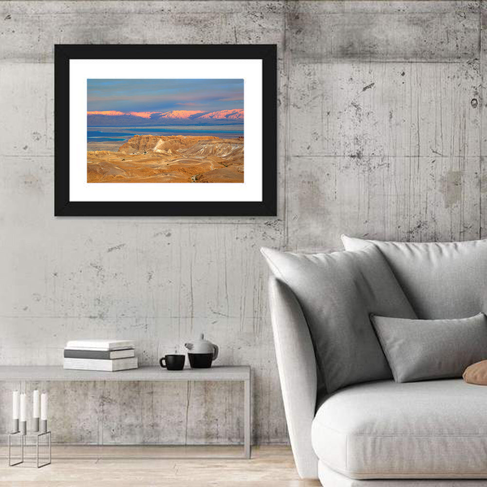 Masada Over the Dead Sea Wall Art in a room, landscape