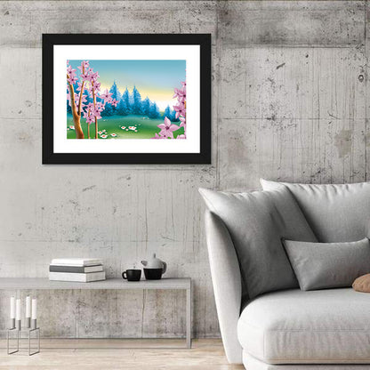 Spring Meadow Forest Illustration Wall Art