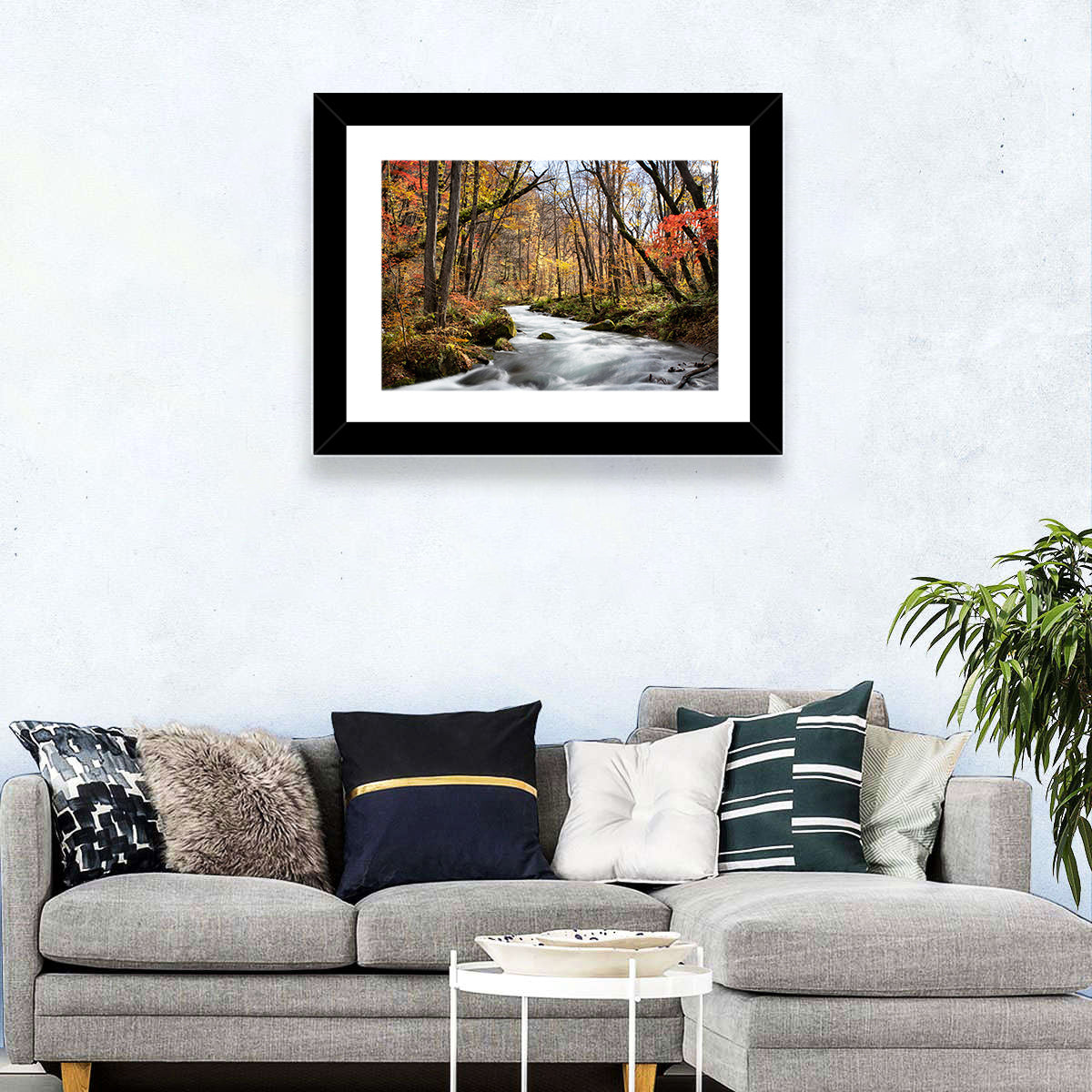 Sunlit Forest Stream Wall Art