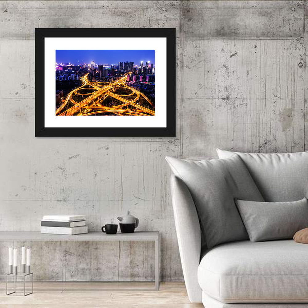 Hanyang District Interchange Nightscape Wall Art in a room, landscape