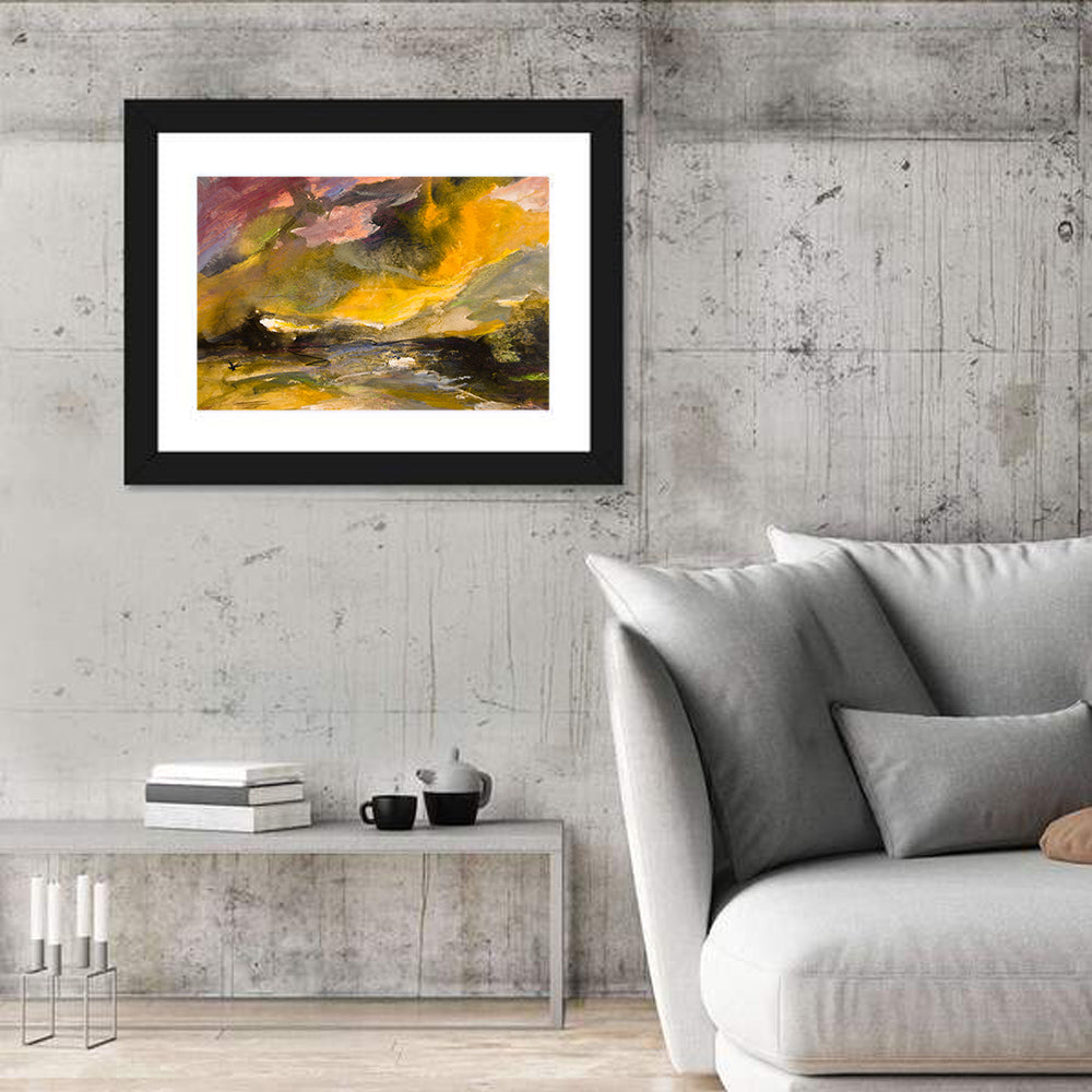 Coastal Storm Over Distant Water Wall Art in a room, landscape