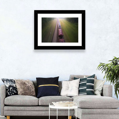 Freight Train Through Forest Wall Art