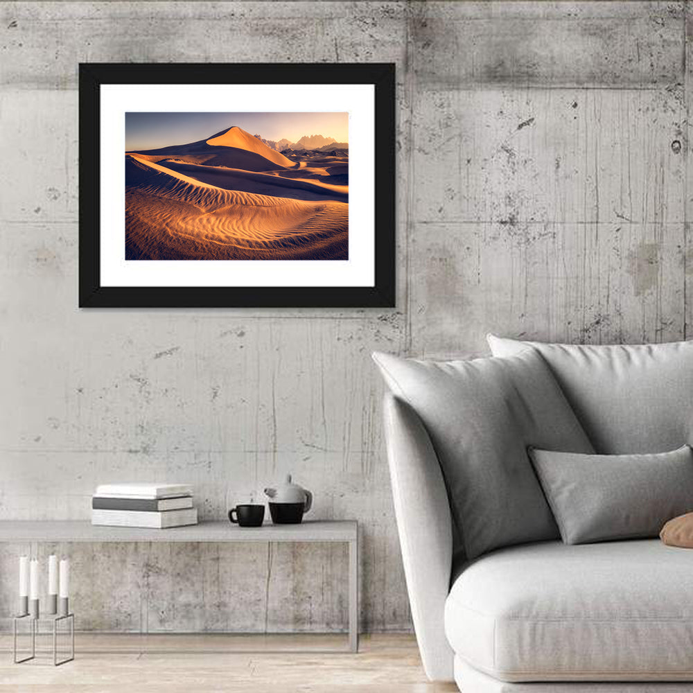 Tabuk Golden Hour Dunes Wall Art in a room, landscape