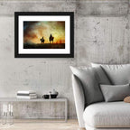 Silhouetted Horse Riders at Sunset Wall Art