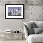 Purple Dusk Futuristic Cityscape Wall Art