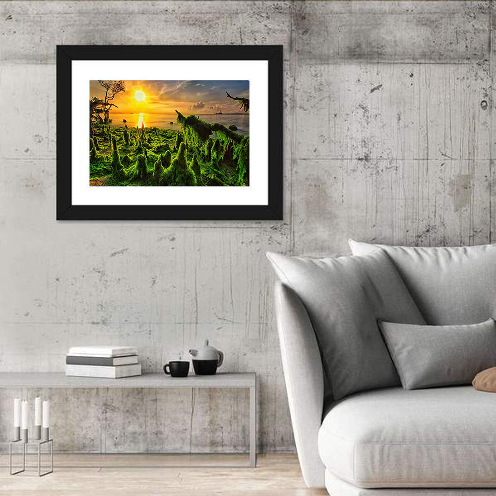 Mangrove Roots at Sunset Wall Art in a room, landscape