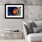 Fiery Soccer Ball and Blue Jersey Player Wall Art