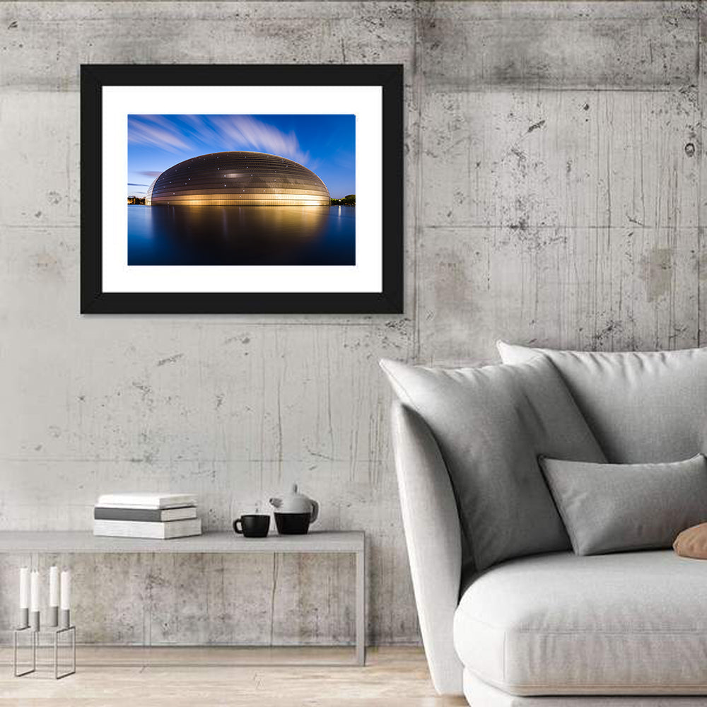 Beijing Giant Egg Dome Wall Art in a room, landscape