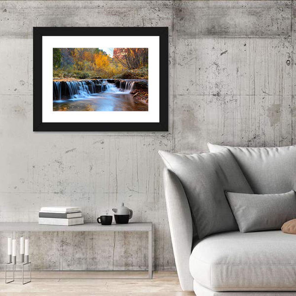 Autumn Stream at Zion Canyon Wall Art in a room, landscape