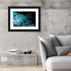 Teal and Steel Cogwheel Close-up Wall Art