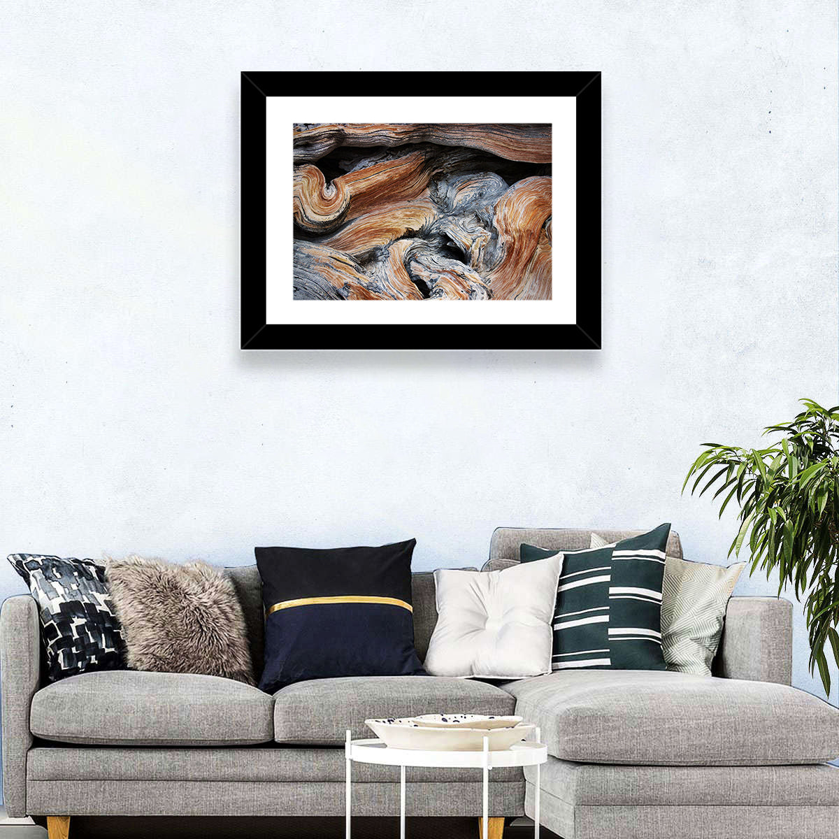 Juniper Wood Texture Wall Art in a room, landscape