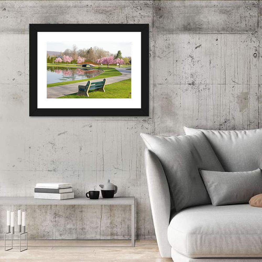 Harrisburg Park Cherry Blossoms Wall Art in a room, landscape