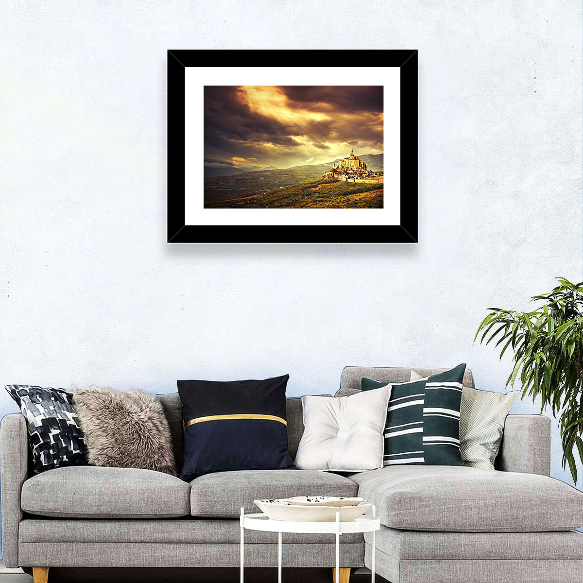 Mont-saint-michel Castle at Dusk Wall Art in a room, landscape