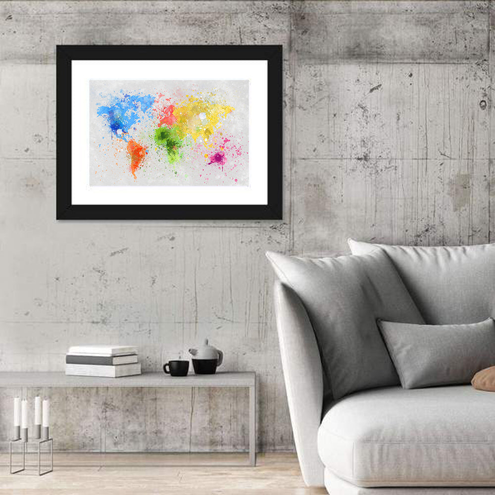 Vibrant Watercolor World Map Wall Art