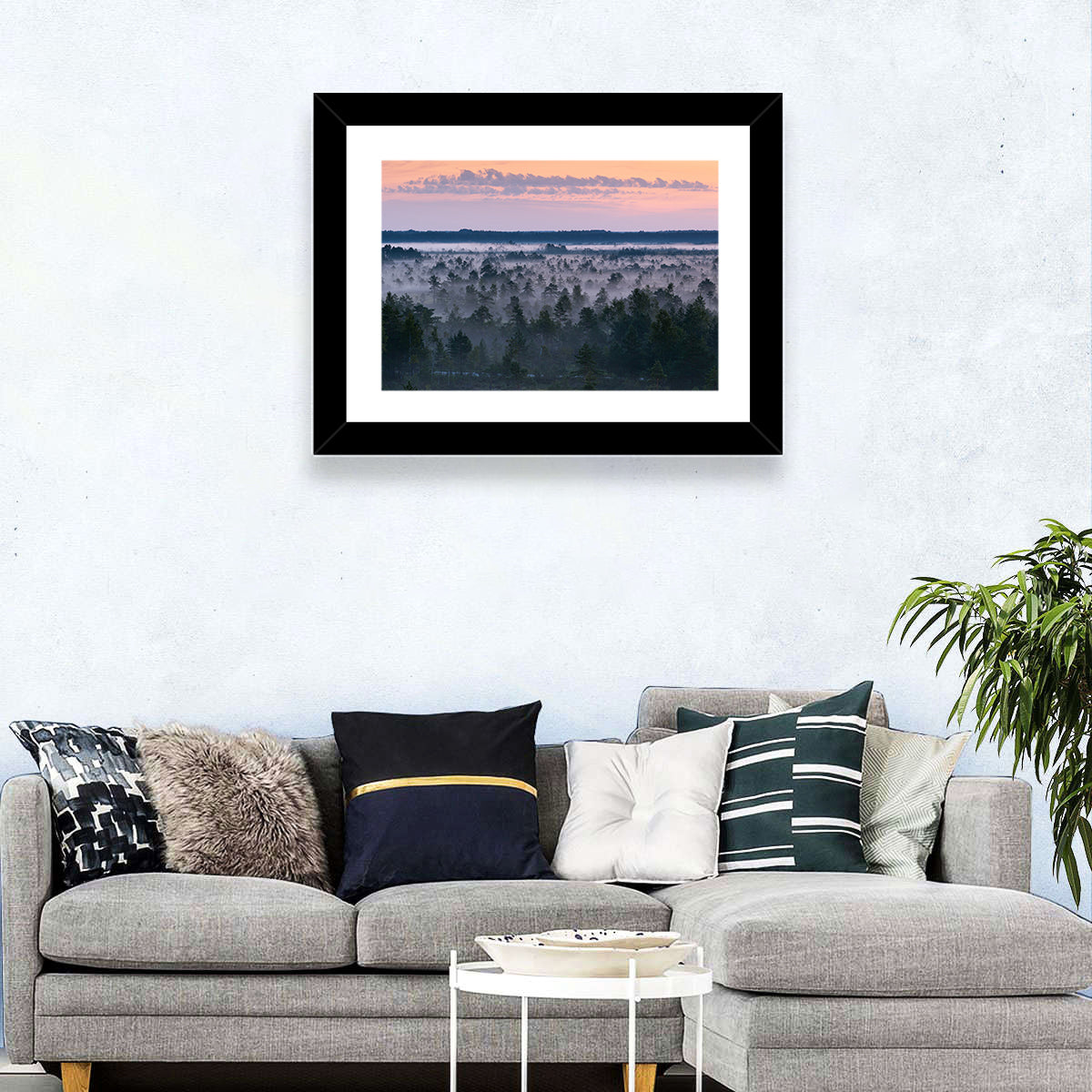 Estonian Misty Pine Landscape Wall Art