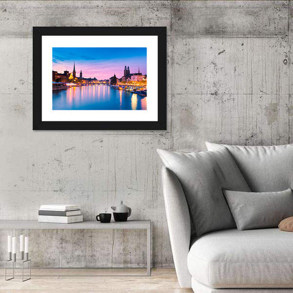 Zurich Blue Hour Over the Limmat Wall Art