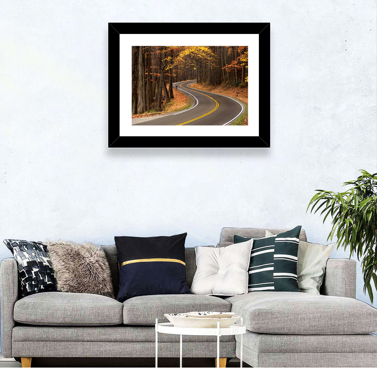 S-curve Road Through Autumn Forest Wall Art
