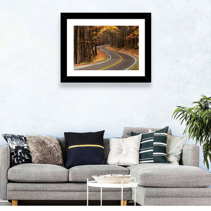 S-curve Road Through Autumn Forest Wall Art