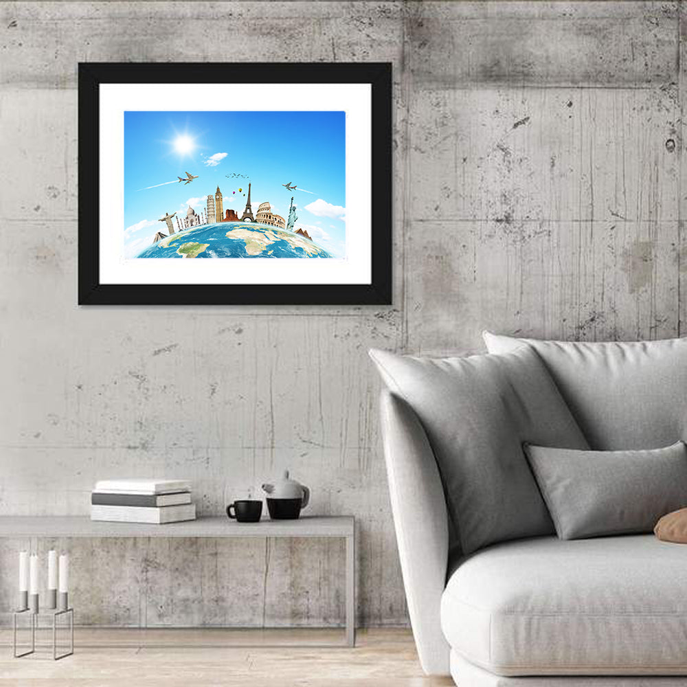 World Monuments Montage Wall Art in a room, landscape
