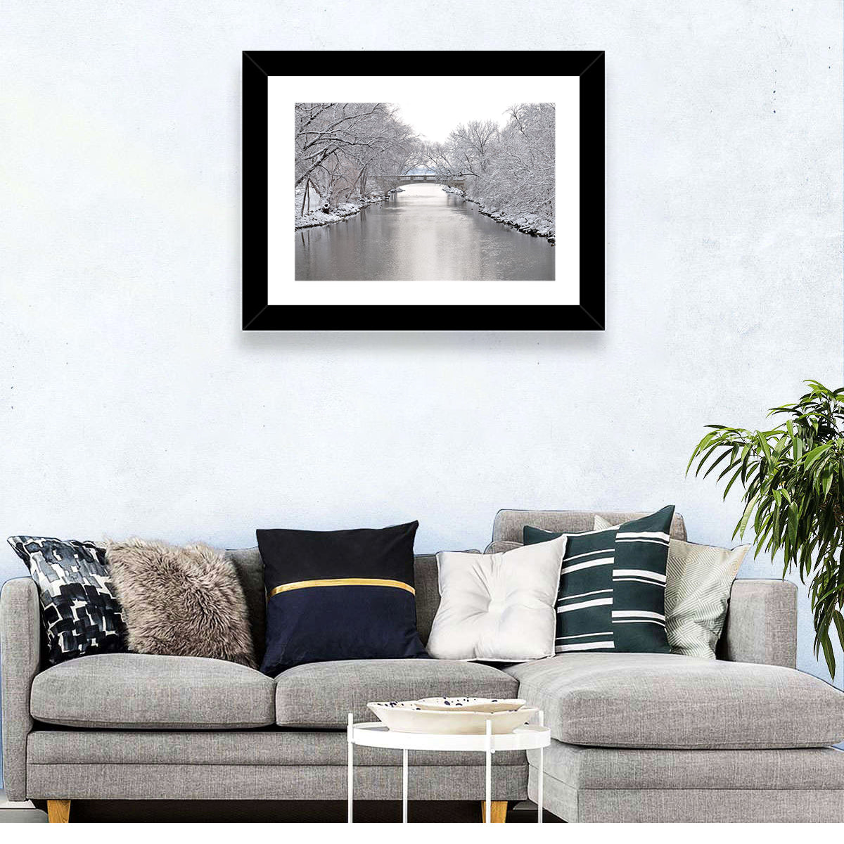Yahara River Winter Stone Bridge Wall Art