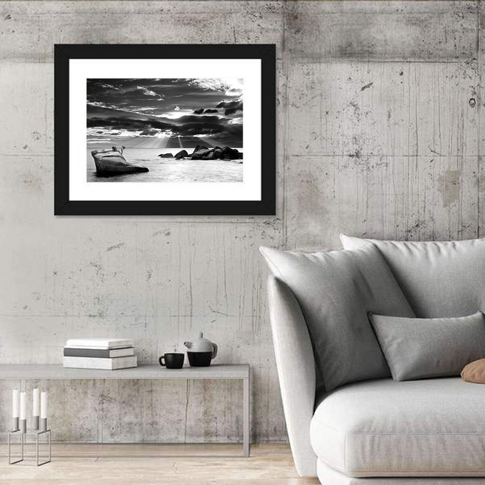 Bonsai Rock with Sunbeams Wall Art