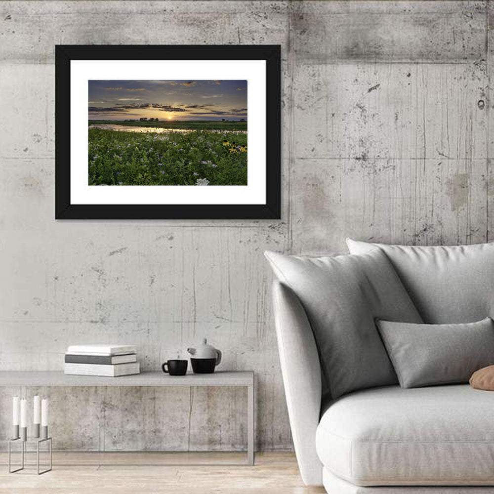 Illinois Fields Sunset Wall Art in a room, landscape