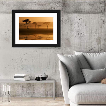 Savanna Sunset Acacia Silhouettes Wall Art