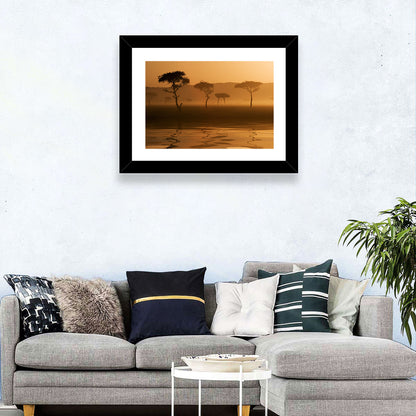 Savanna Sunset Acacia Silhouettes Wall Art