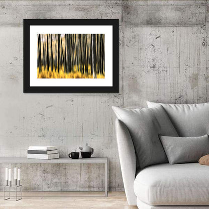 Golden Abstract Forest Wall Art