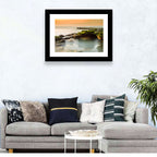 Mossy Rocky Coastline at Golden Hour Wall Art