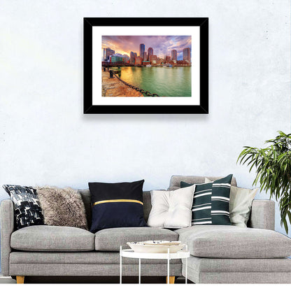 Boston Harbor Skyline at Sunset Wall Art