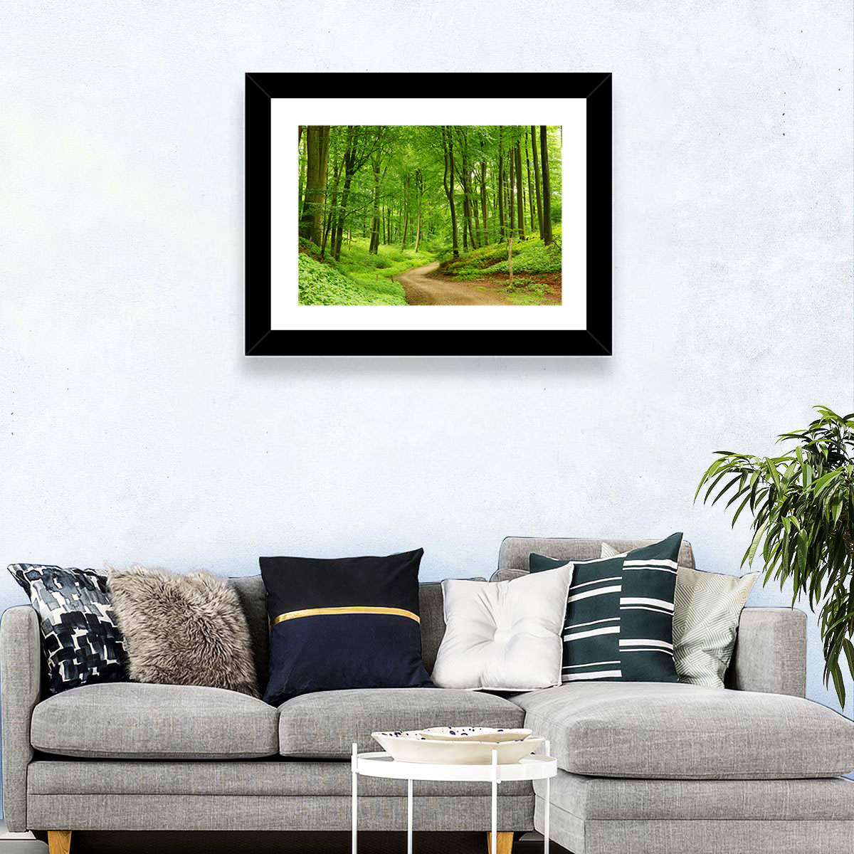 Sunlit Forest Path Wall Art