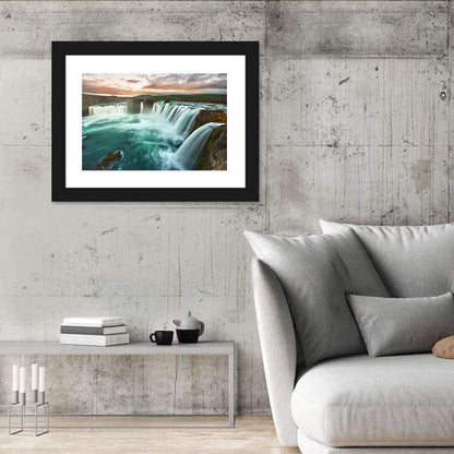 Goðafoss Waterfall at Golden Hour Wall Art