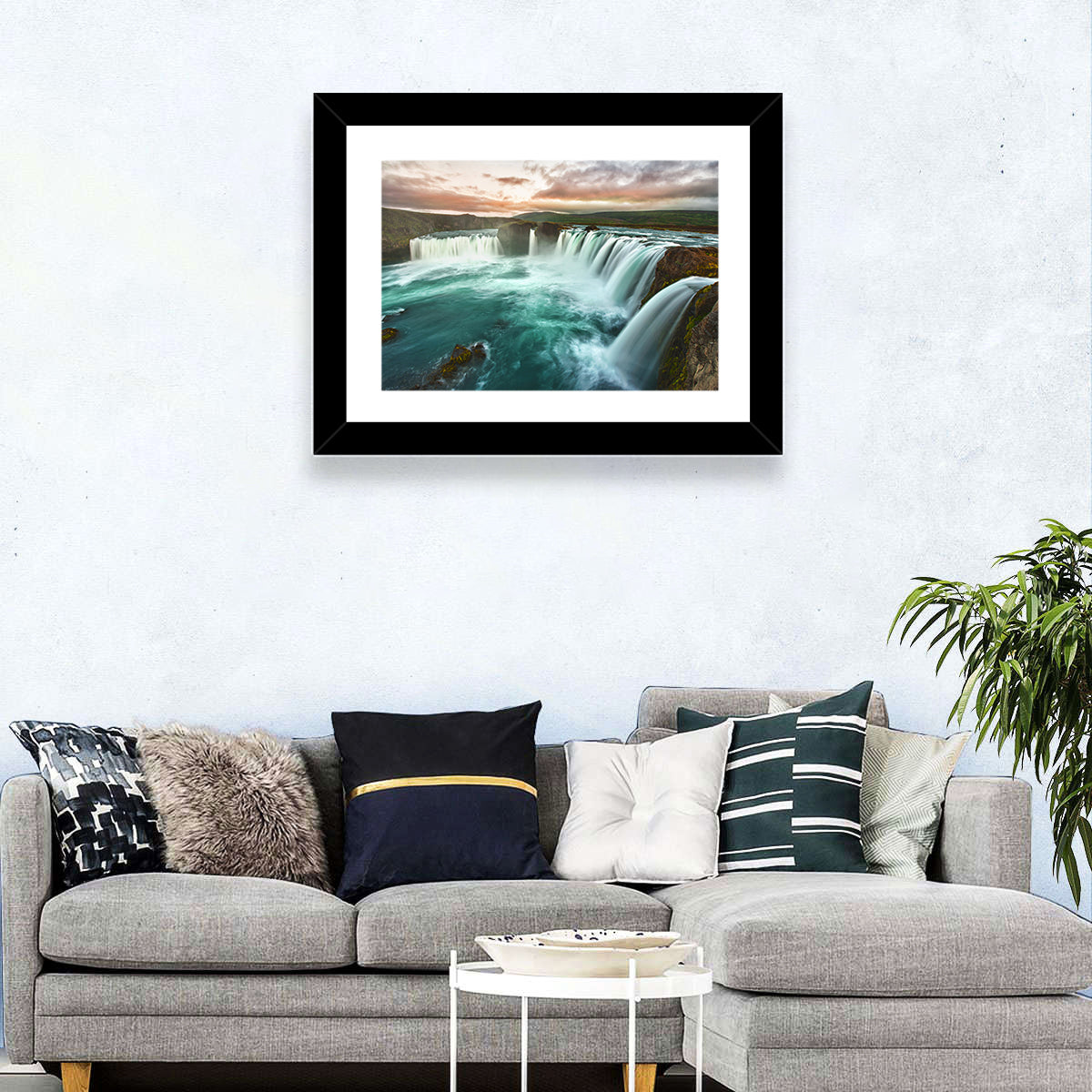 Goðafoss Waterfall at Golden Hour Wall Art