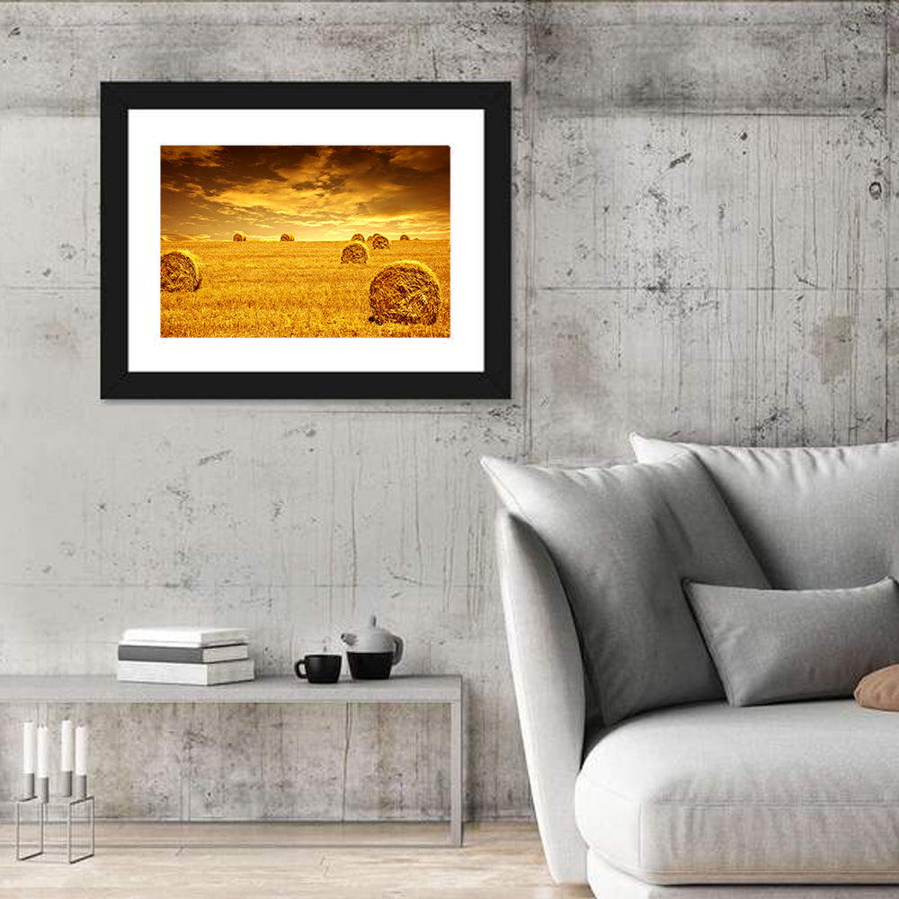 Golden Hour Haystacks Wall Art