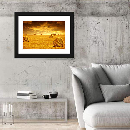 Golden Hour Haystacks Wall Art