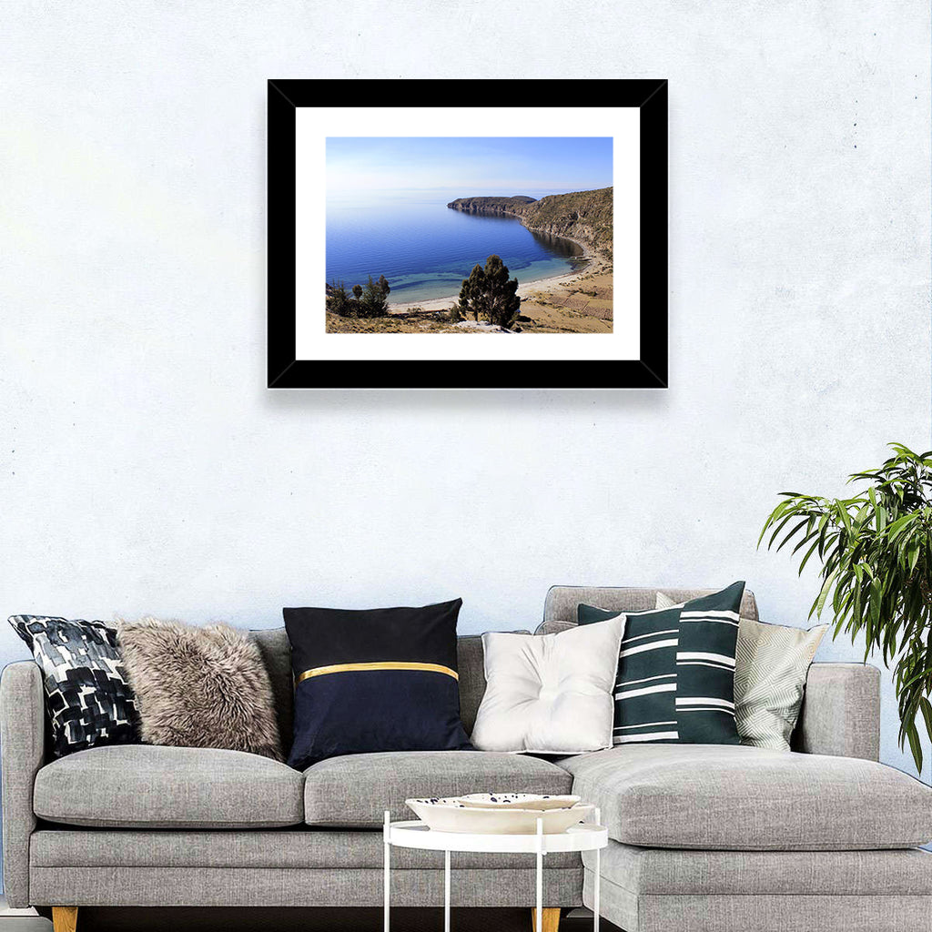 Titicaca Cliffs and Turquoise Water Wall Art