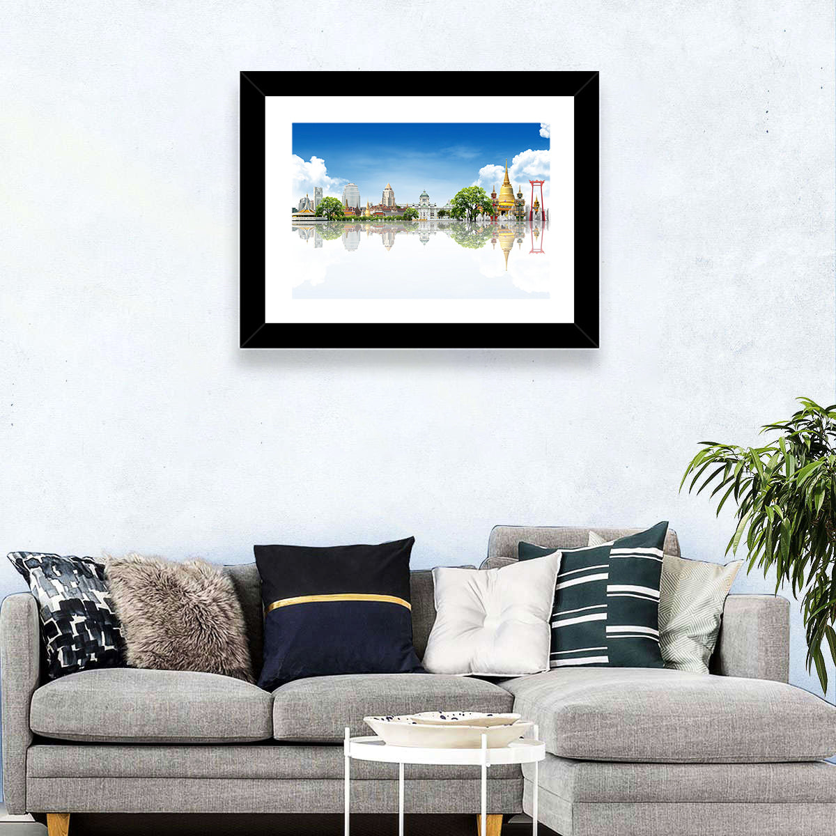 Bangkok Landmarks Reflection Scene Wall Art
