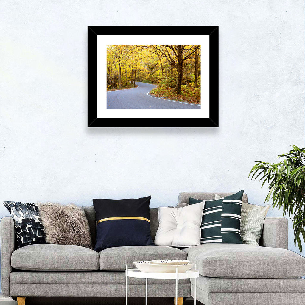 Winding Road Through Autumn Foliage Wall Art
