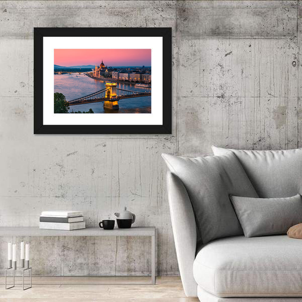 Budapest Chain Bridge at Twilight Wall Art