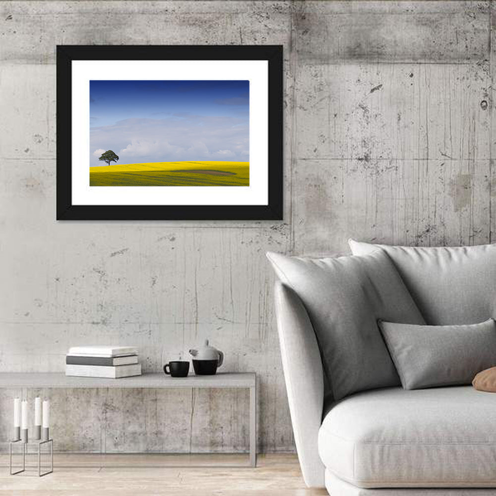 Solitary Tree Over Rapeseed Field Wall Art