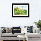 Red Steeple Village Watercolor Wall Art