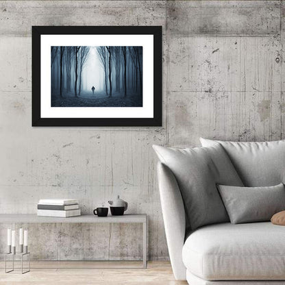 Lone Figure in Misty Forest Wall Art