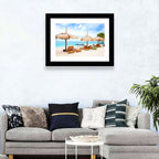Gili Meno Beach with Thatched Umbrellas Wall Art