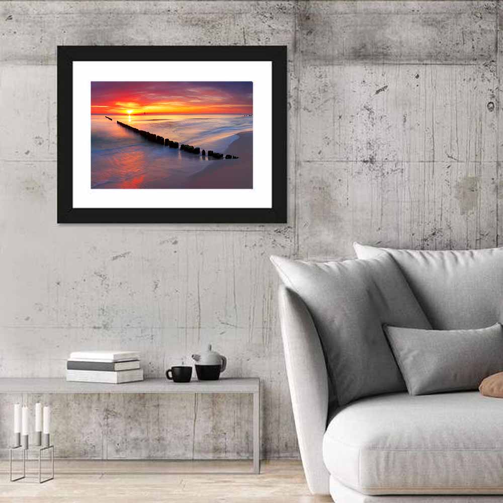 Sunrise Over Baltic Breakwater Wall Art