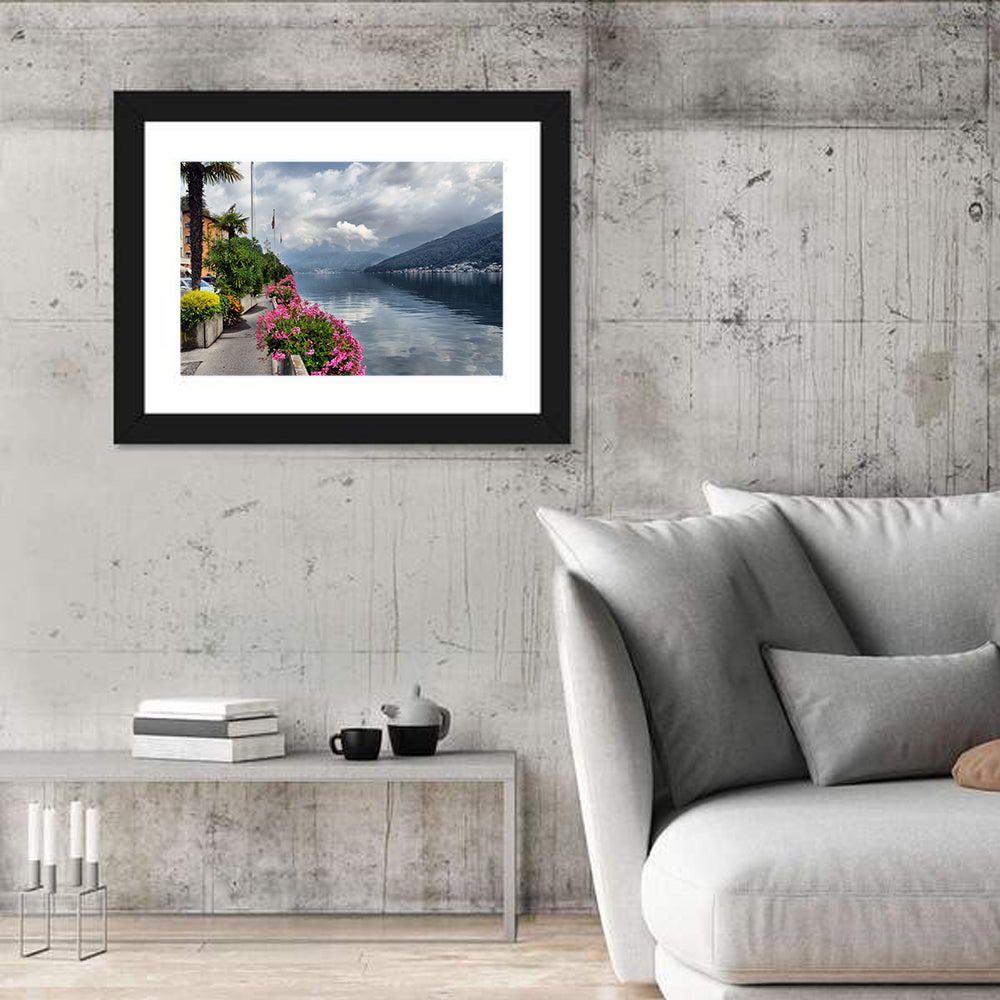 Lake Lugano Floral Walkway Wall Art