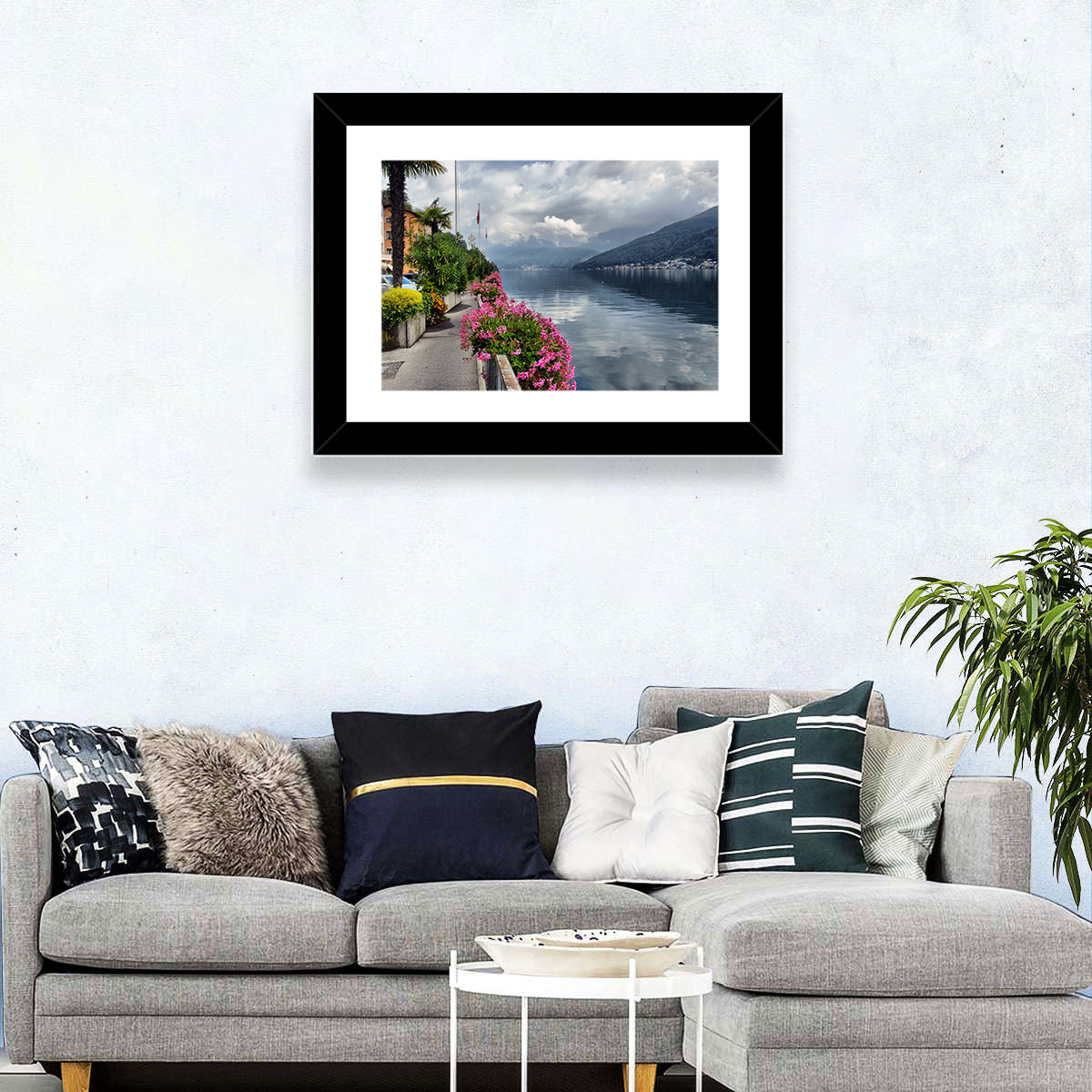 Lake Lugano Floral Walkway Wall Art