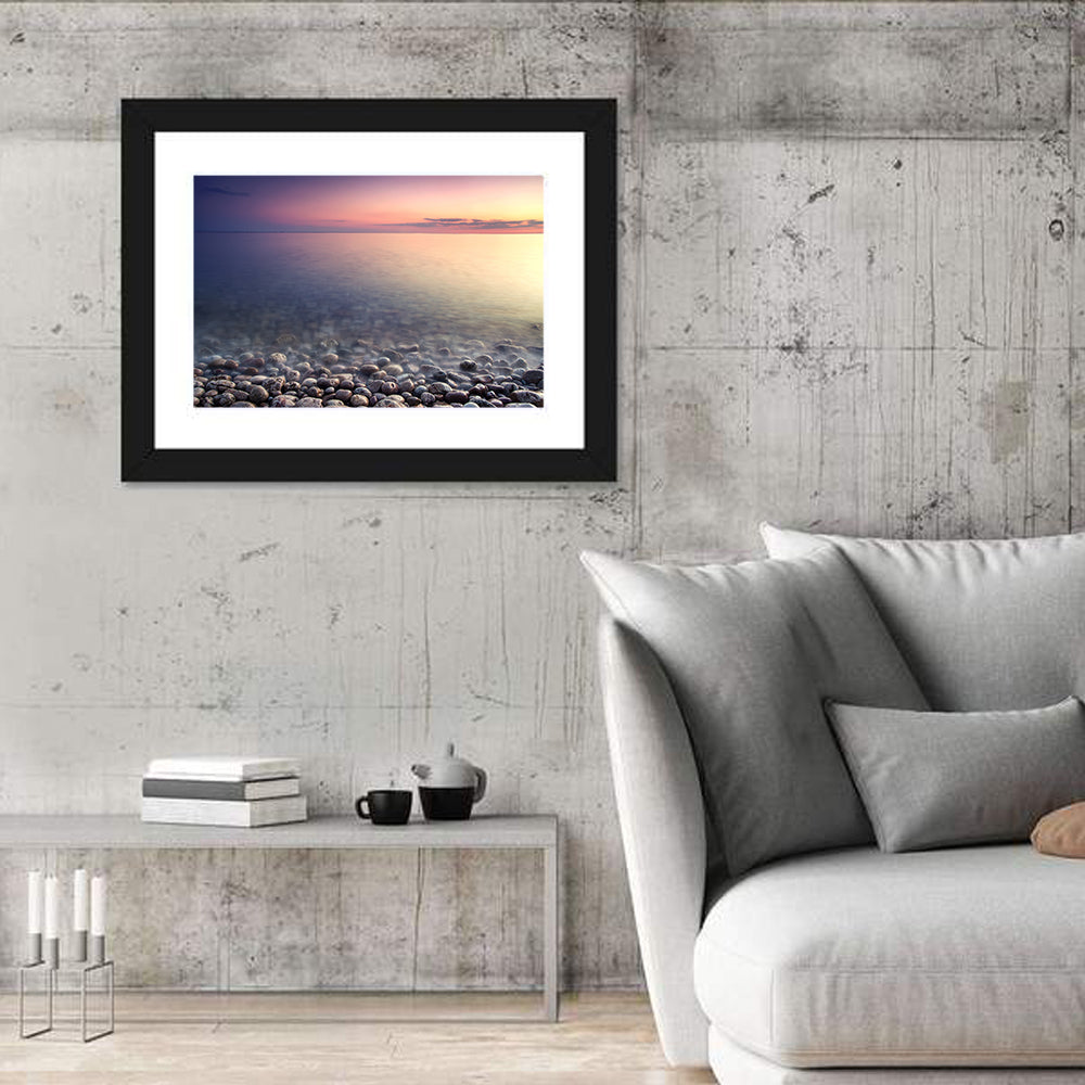Pebbled Shore Sunset Wall Art