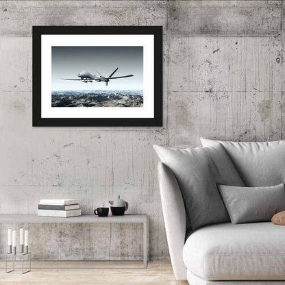 Armed Combat Drone Over Mountains Wall Art
